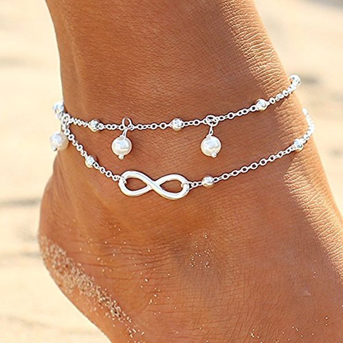 Belleza Pulsera de tobillo para mujer de Quanjucheer, para verano, playa, tobillera, Aleación,