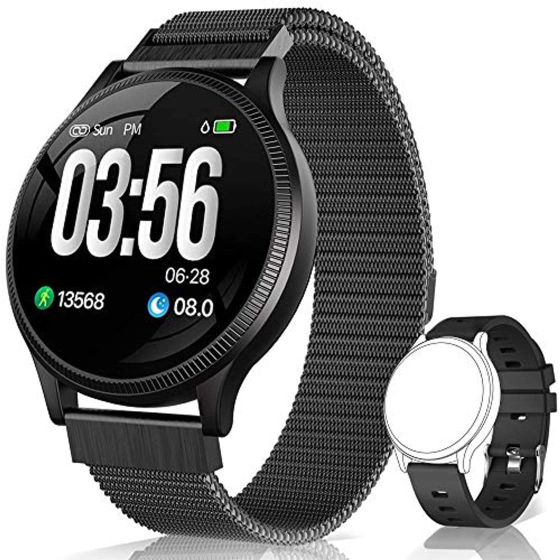 Product BANLVS Reloj Inteligente, Smartwatch IP67 1.22 Pulgadas Pulsómetro, Monitor de Sueño, Presión