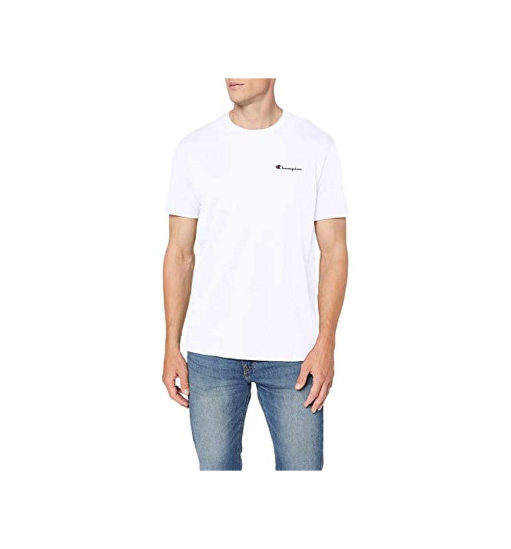 Moda Champion Classic Small Logo para Hombre Camiseta, Blanco