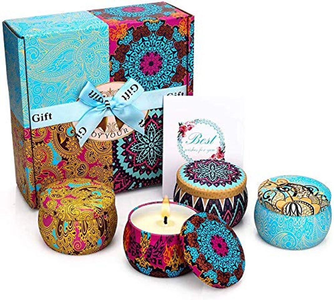 Home CREASHINE Velas Perfumadas Juego de 4 Piezas Vela Aromática Regalo de Velas