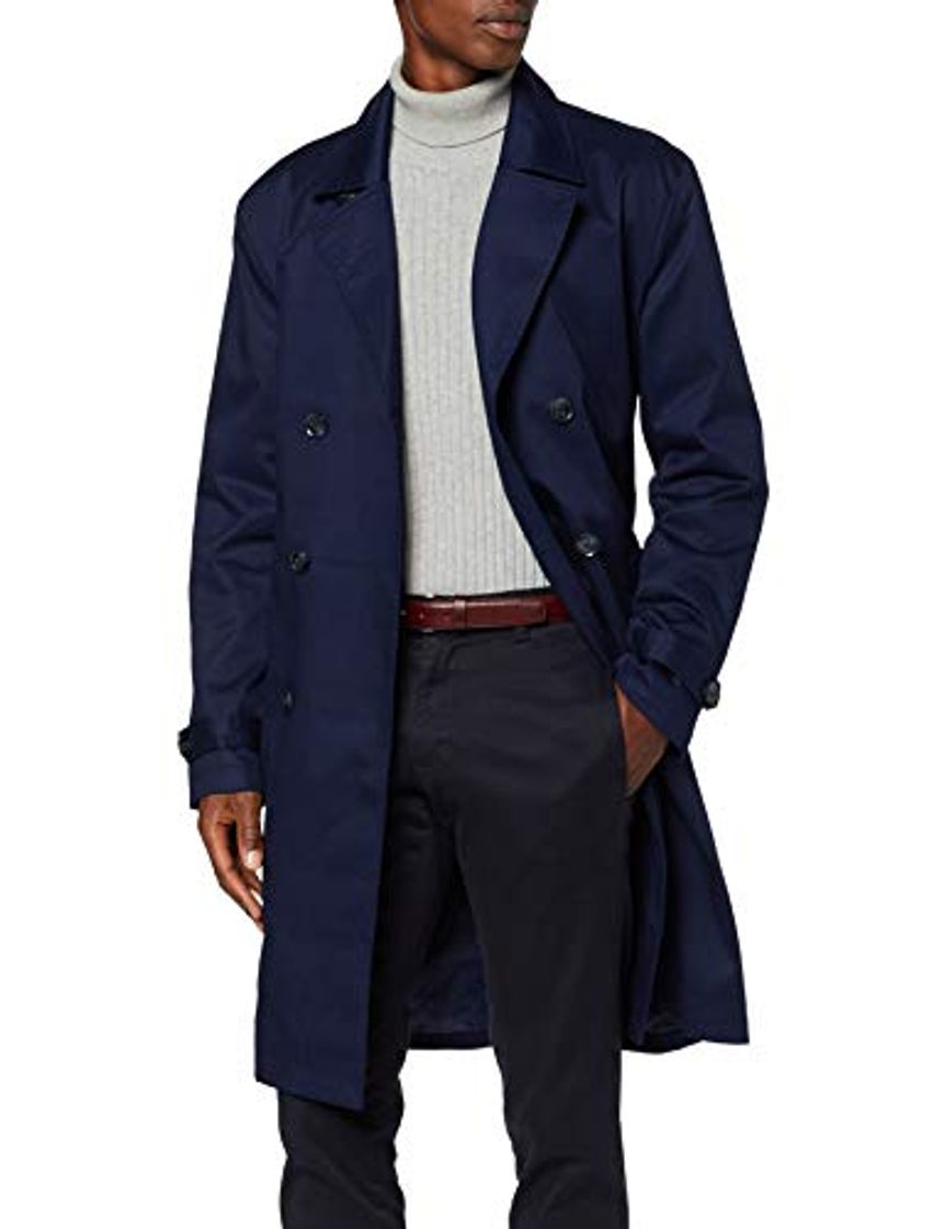 Moda Marca Amazon - find. Gabardina Algodón Hombre, azul