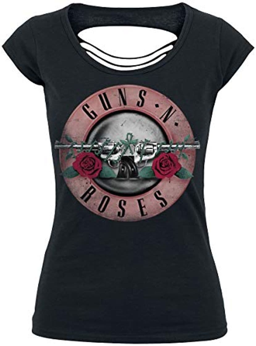 Fashion Guns N' Roses Pink Bullet Mujer Camiseta Negro XL