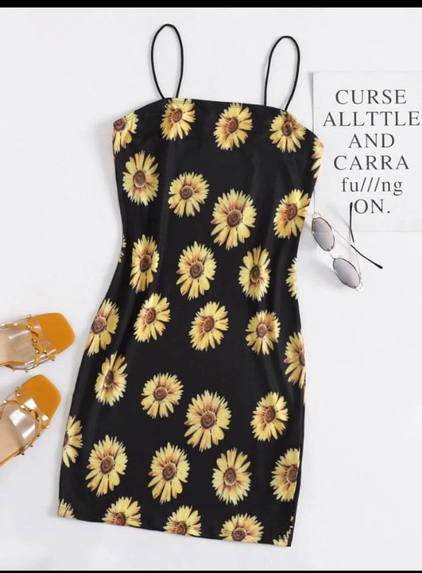 Fashion Vestido estampado de girasoles 