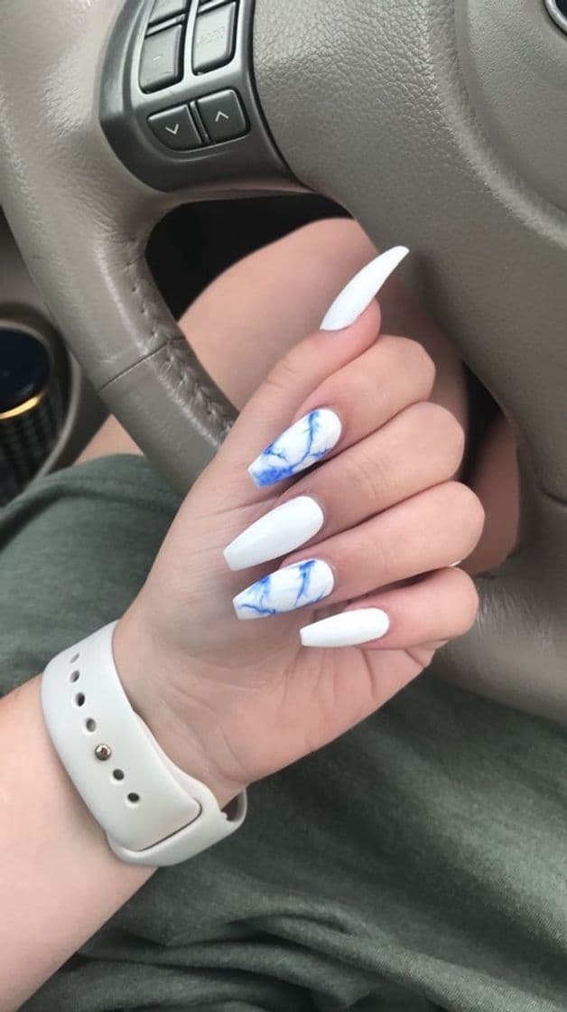 Fashion Blue and white marble acrylic nails