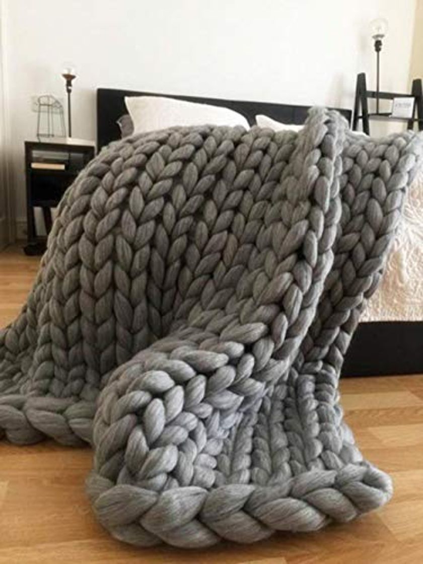 Producto LASISZ Fashion Hand Chunky Wool Knitted Blanket Thick Yarn Merino Wool Bulky