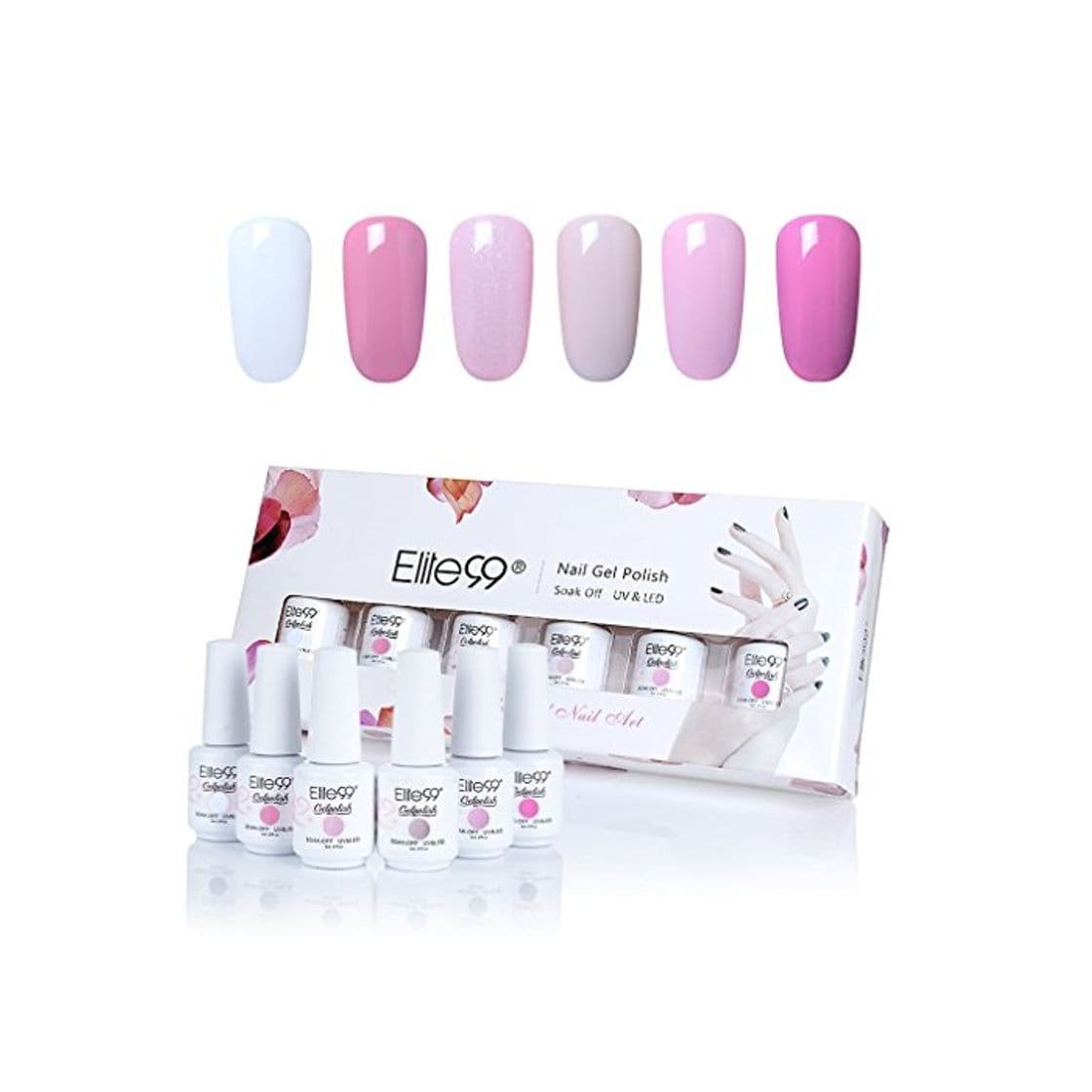 Beauty Elite99 Kit Uñas de Gel Esmalte Semipermanente 6pcs Colore Gel Coat Shellac