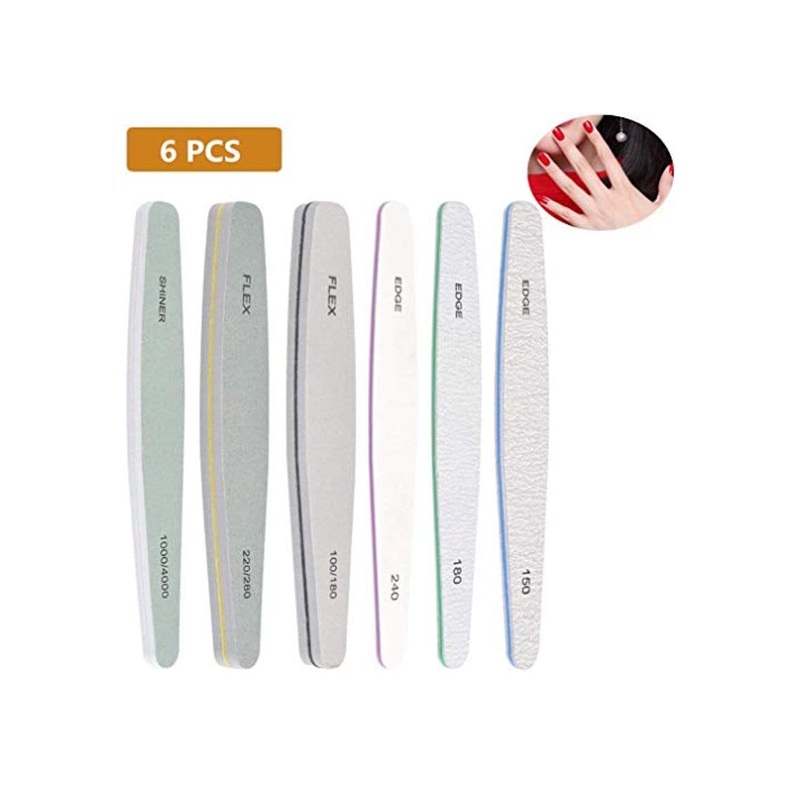 Electronic BUYGOO 6PCS Limas de uñas Profesionales Doble Cara 100/180 150 180 240