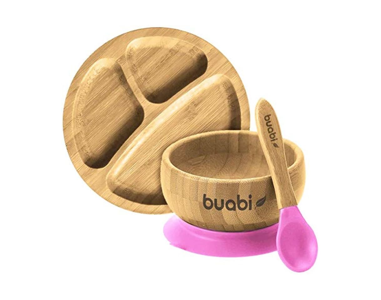 Producto BUABI Vajilla de Bambú natural, set 3 piezas: Bowl Plato y Cuchara.