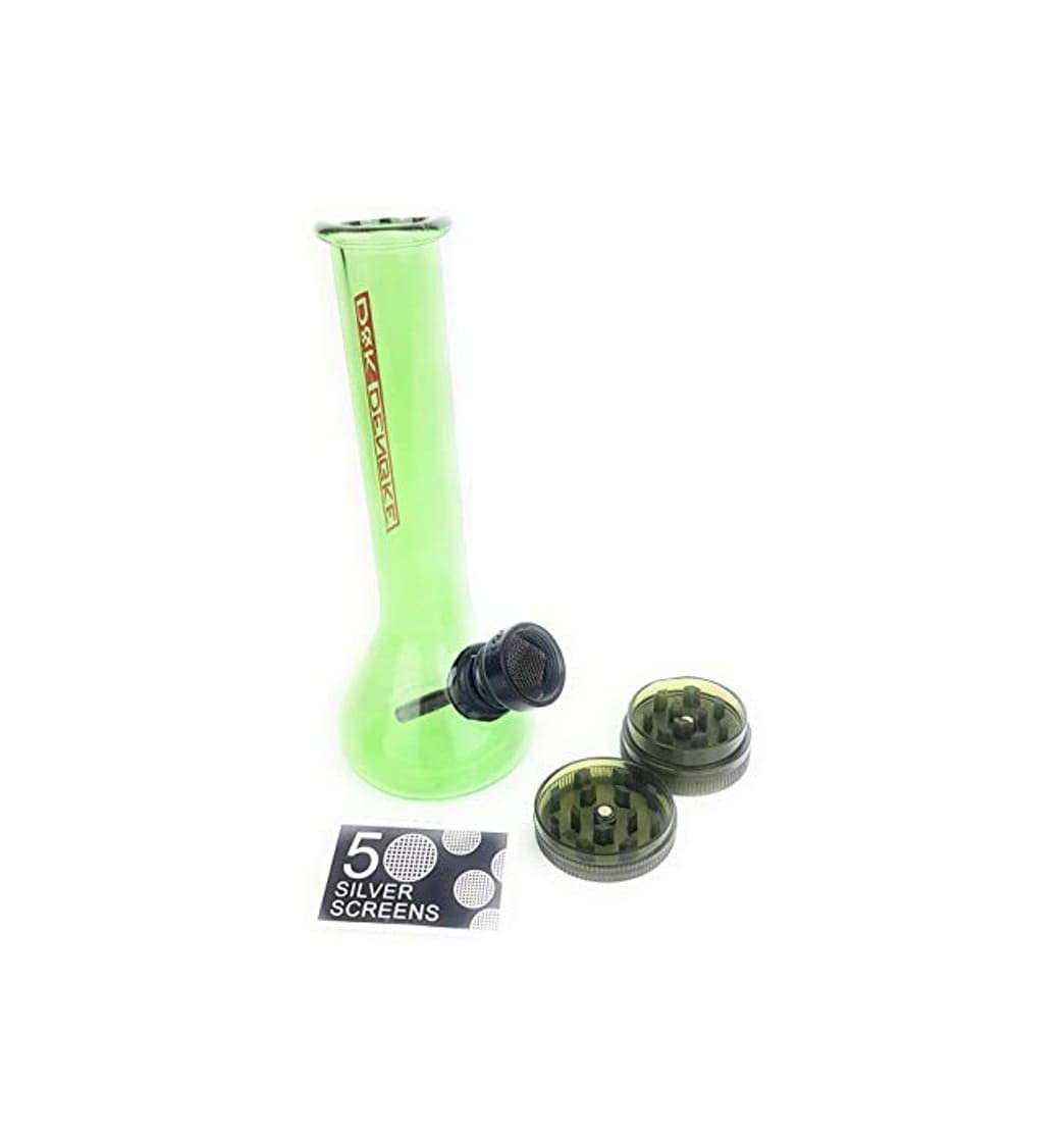 Producto D&K Bong Set – Viene en una caja con molinillo y 5 paquetes de gasa – varios colores y formas disponibles Verde recto