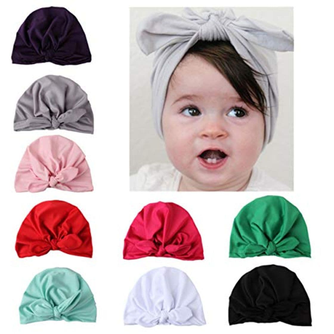 Product CHSEEA 9PCS Niños Sombrero Beanie Gorras Elásticas Caliente de Punto Arco Venda De Pelo Bebe Vinchas Diadema Turbante Cintas para El Pelo Niñas Accesorios para El Cabello #1