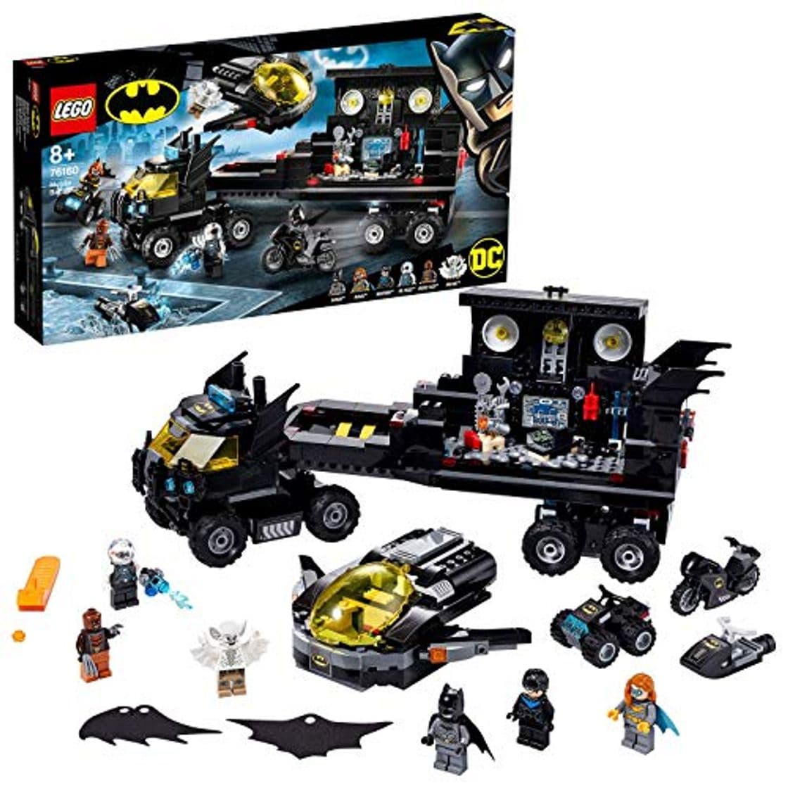 Producto Super Heroes DC Comics Batman Batbase Móvil Batcueva Camión de Juguete con Avión Jet, Quad, Motocicleta