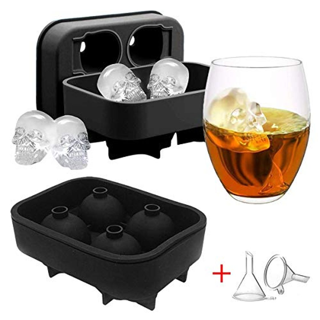 Place SwirlColor Molde Hielo Calavera 3D Skull Ice Cube Tray Mould Silicone Ice