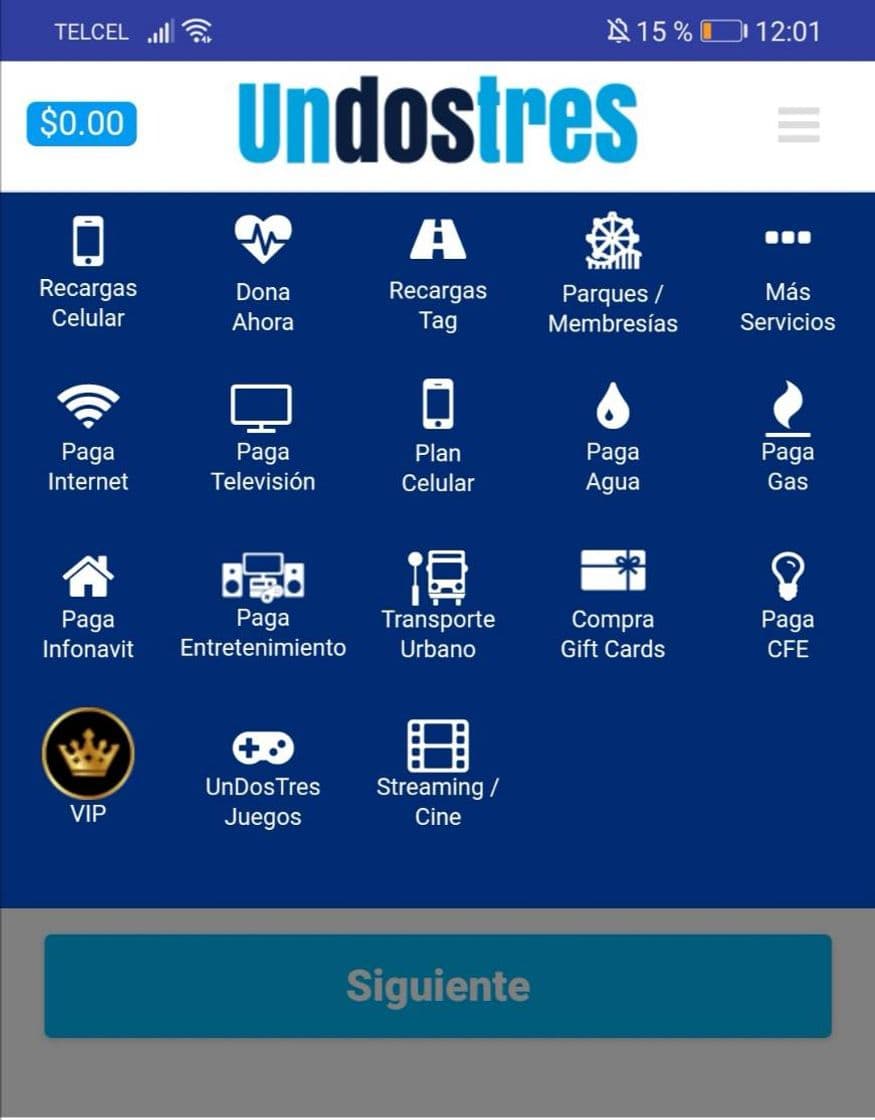 App Uno, dos,tres pagos y compras de servicios