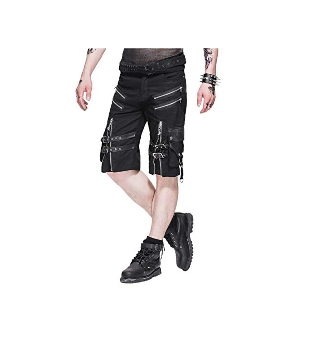 Fashion Devil Fashion Steampunk - Pantalones cortos de verano para hombre, con cremallera,