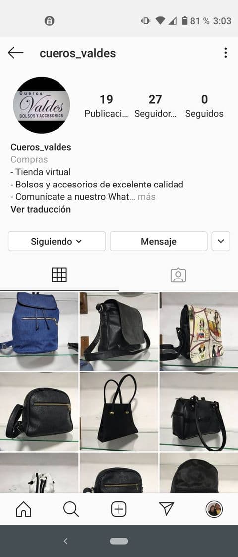 Moda Cueros Valdés Tienda Virtual Bolsos y accesorios.