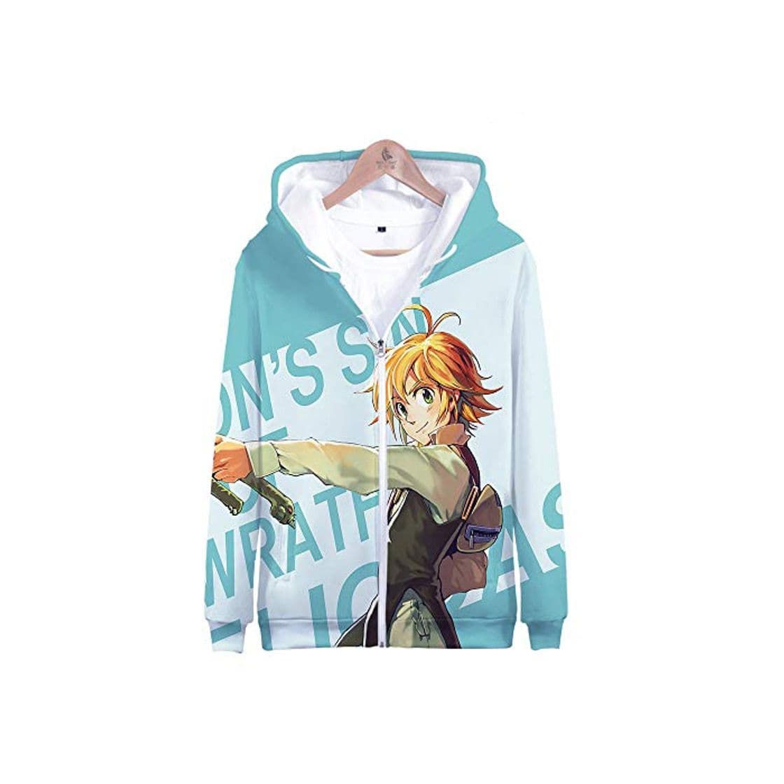 Moda HTRWHTRE Los Siete pecados Capitales Meliodas 3D Impresión Digital Tendencia Informal Cremallera Sudaderas con Capucha Abrigo Hombres y Mujeres C Style S