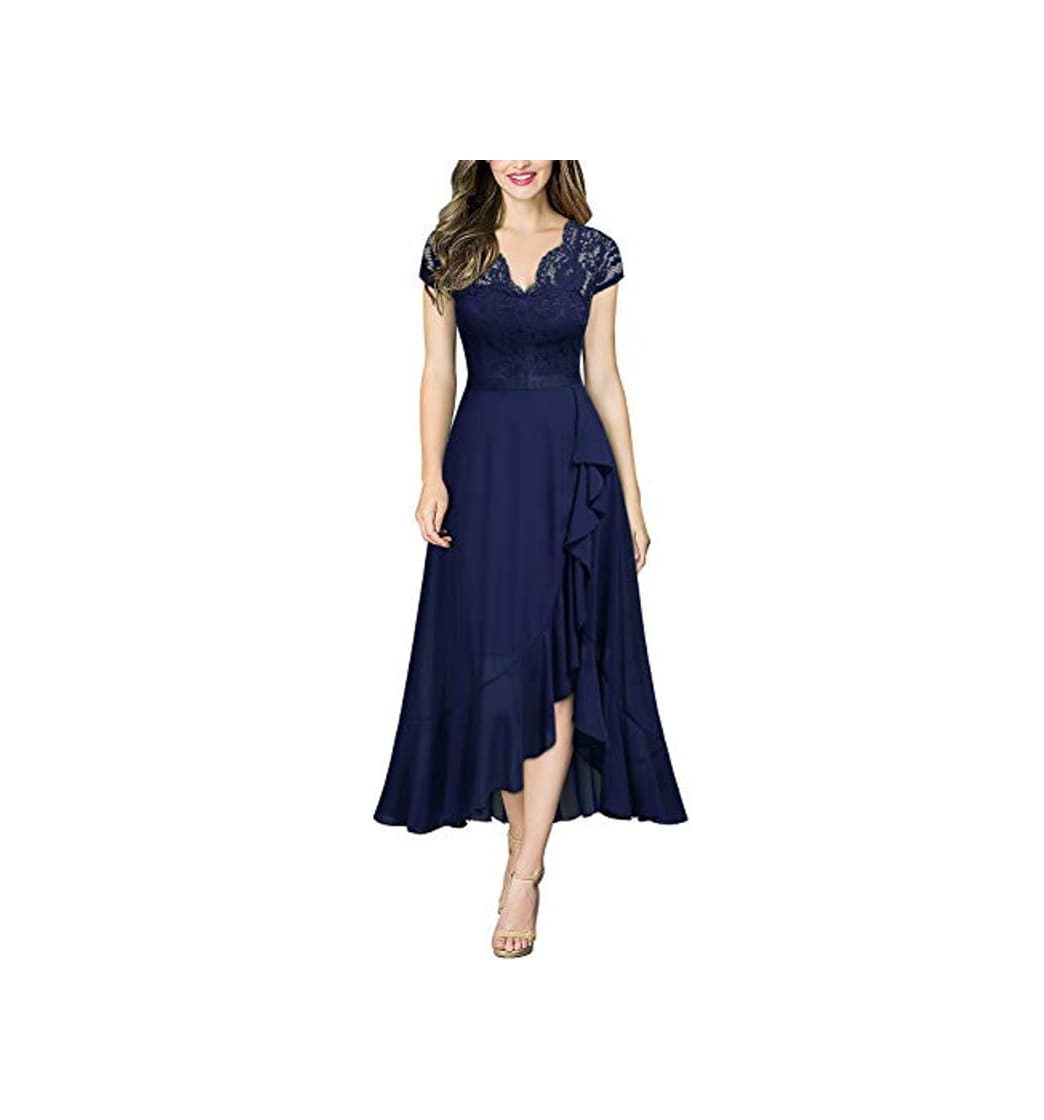 Product Miusol Encaje Gasa Alto Bajo Noche Vestido Largo para Mujer Azul XX