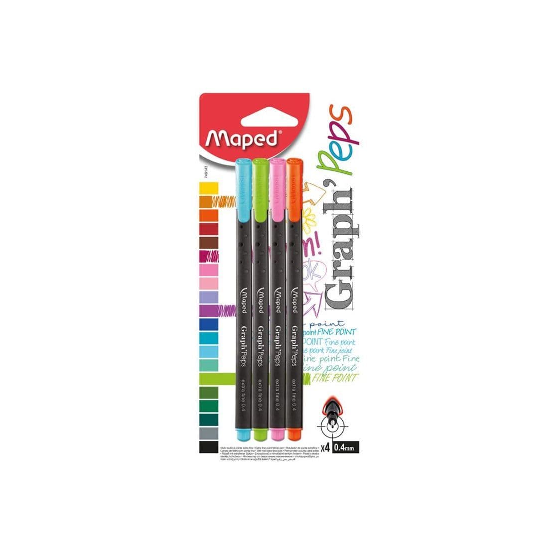 Product ROTULADOR FINO GRAPH PEPS FANCY 4 piezas