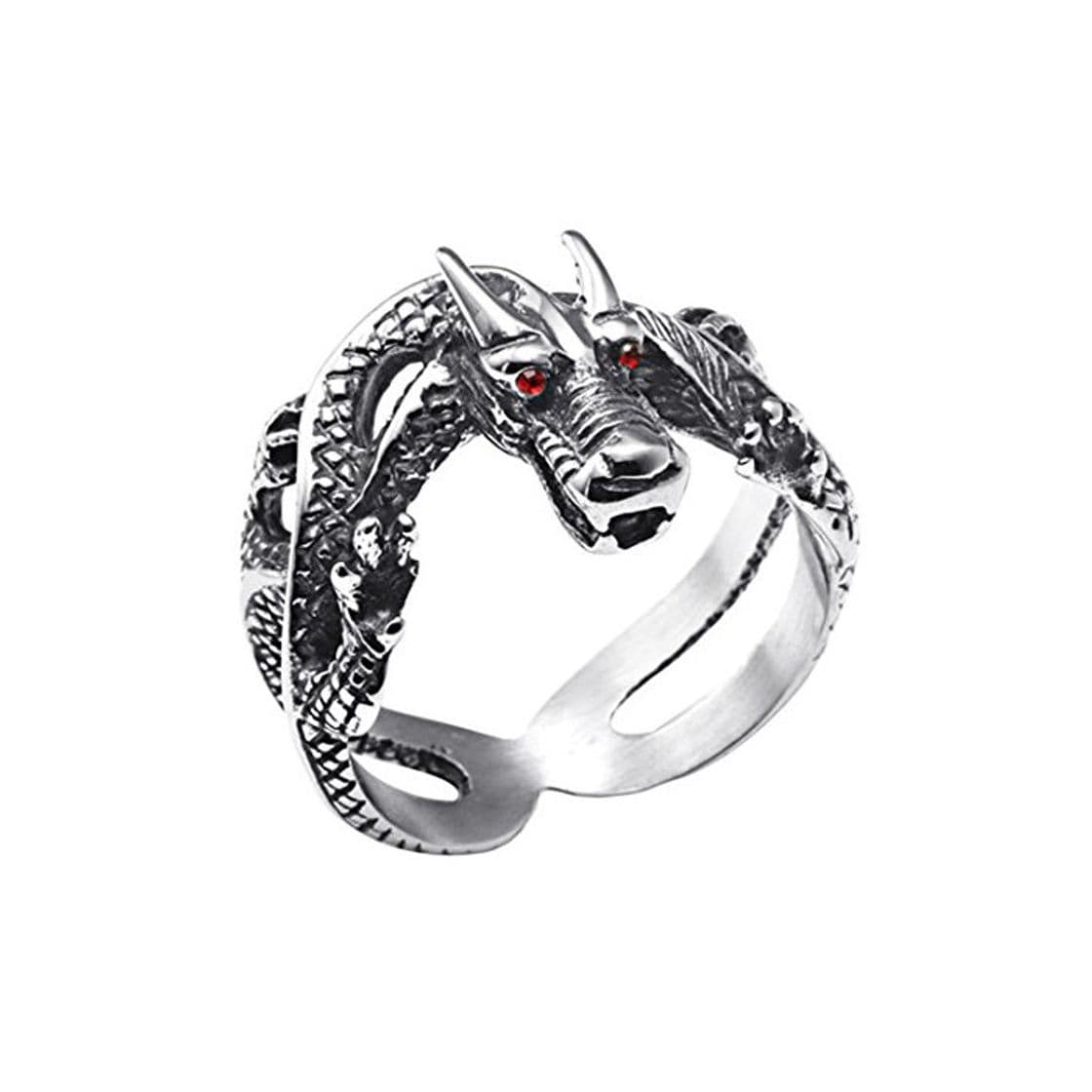 Moda HAMANY Acero Inoxidable Retro Incrustaciš®n de Anillo de Dragš®n para Hombre Piedra