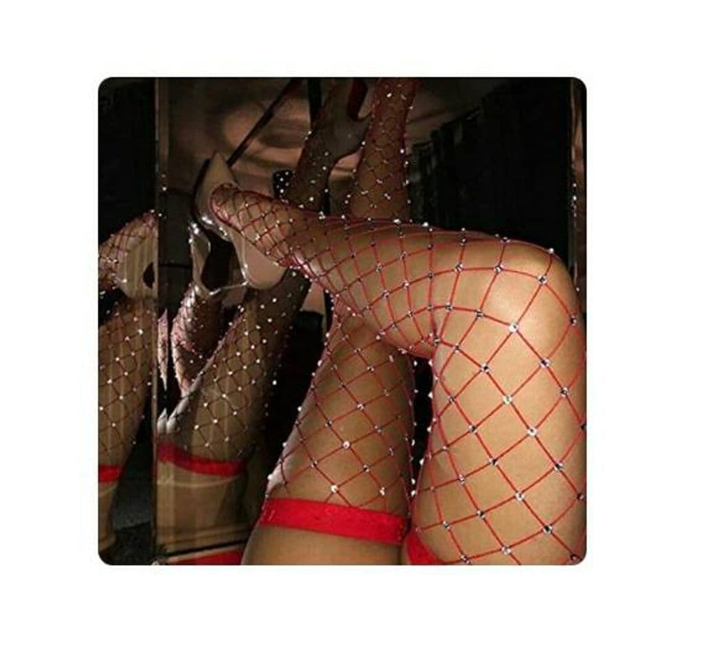 Fashion SLXFAD Medias Pantyhose Brillante Medias Red de Pesca Nuevo Diamante Medias de Rejilla para Mujer Mallas de Malla Diamantes de imitación Nylon Medias de Dama