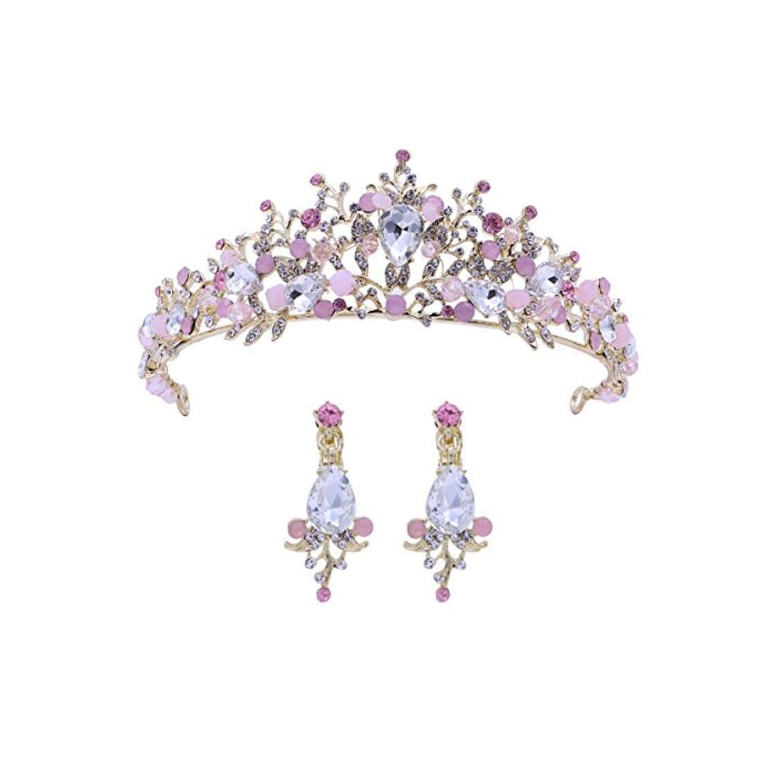 Product Frcolor Tiara de la boda y corona flor de diamantes de imitación