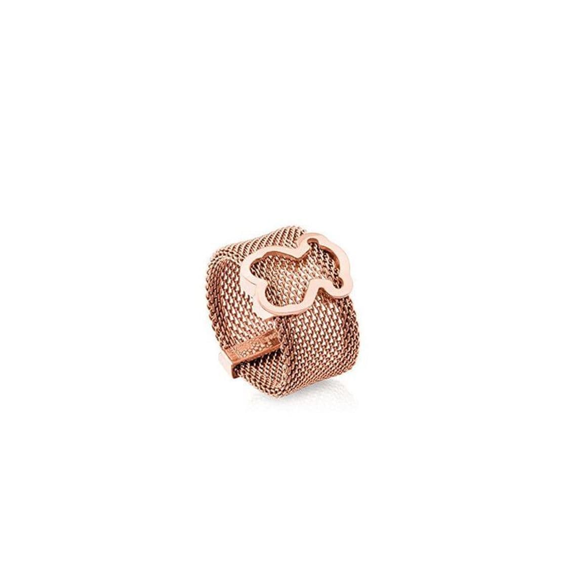 Producto Anillo TOUS Mesh de acero IP rosado con motifo de plata vermeil