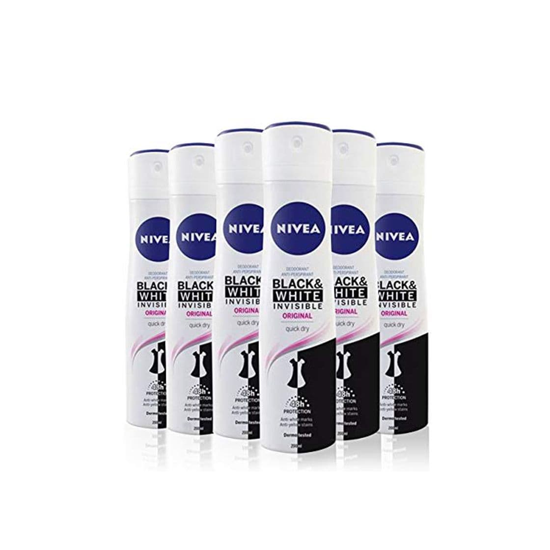 Belleza NIVEA Black & White Invisible Original Spray en pack de 6