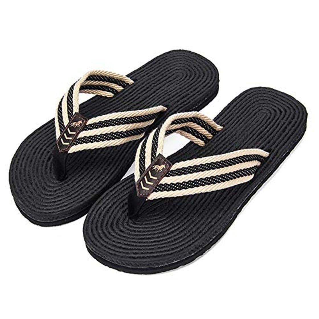 Moda IBLUELOVER - Chanclas para hombre, de lino, antideslizantes, transpirables, para casa, zapatillas,