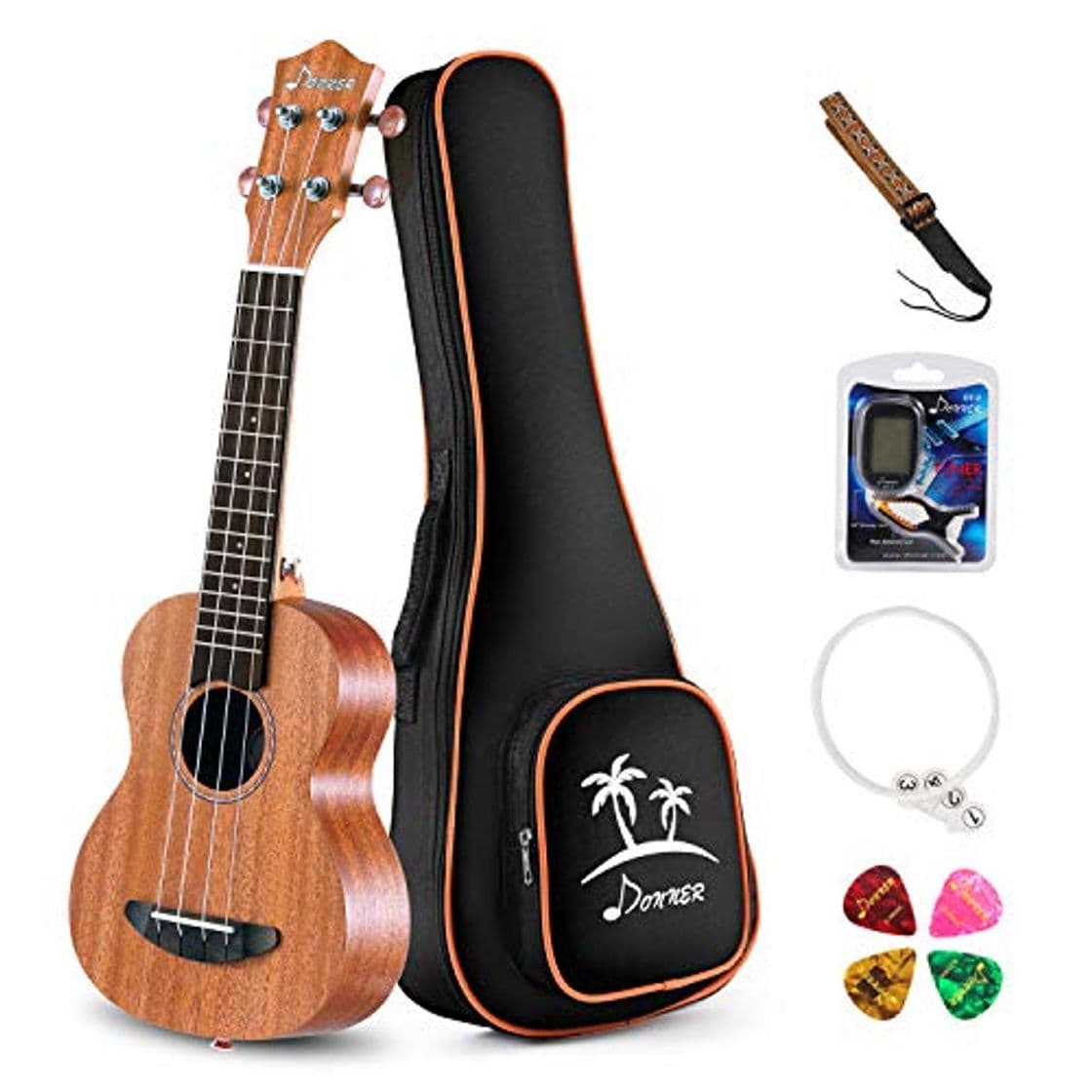 Electrónica Donner DUC-1 Ukelele Soprano Caoba Ukulele 21 Pulgada Incluido Bolso Correa Acorde