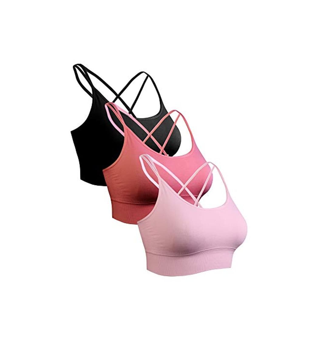 Producto Sykooria Sujetador Deportivo para Mujer Sujetador de Yoga Acolchado sin Espalda con Tiras Sin Costuras con Buen Impacto Gimnasio Gimnasio Ropa Deportiva