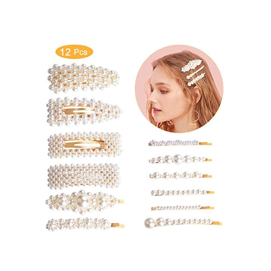 Producto 12 Pcs Clip de pelo perlas