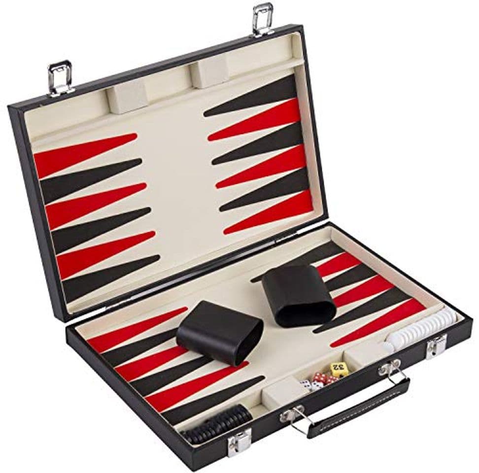 Producto Engelhart - Conjunto de Backgammon Rojo Blanco y Negro de 36 cm