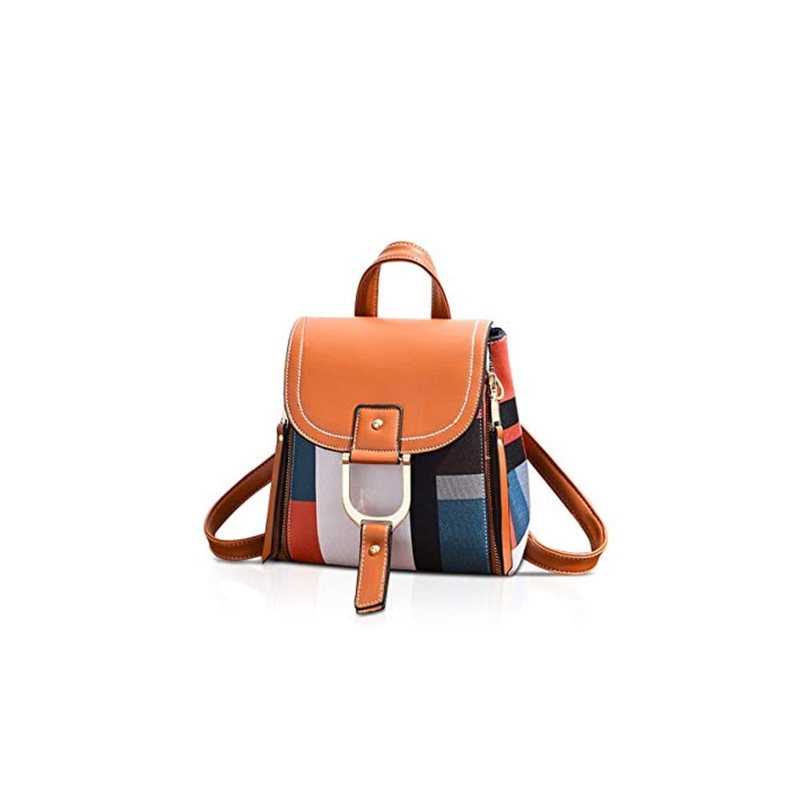 Product NICOLE&DORIS Mochila Mujer Mochila pequeña Bolso Crossbody Bolsos de Mano Mochila para Damas Cuero Mochila Bolsa de Hombro Naranja