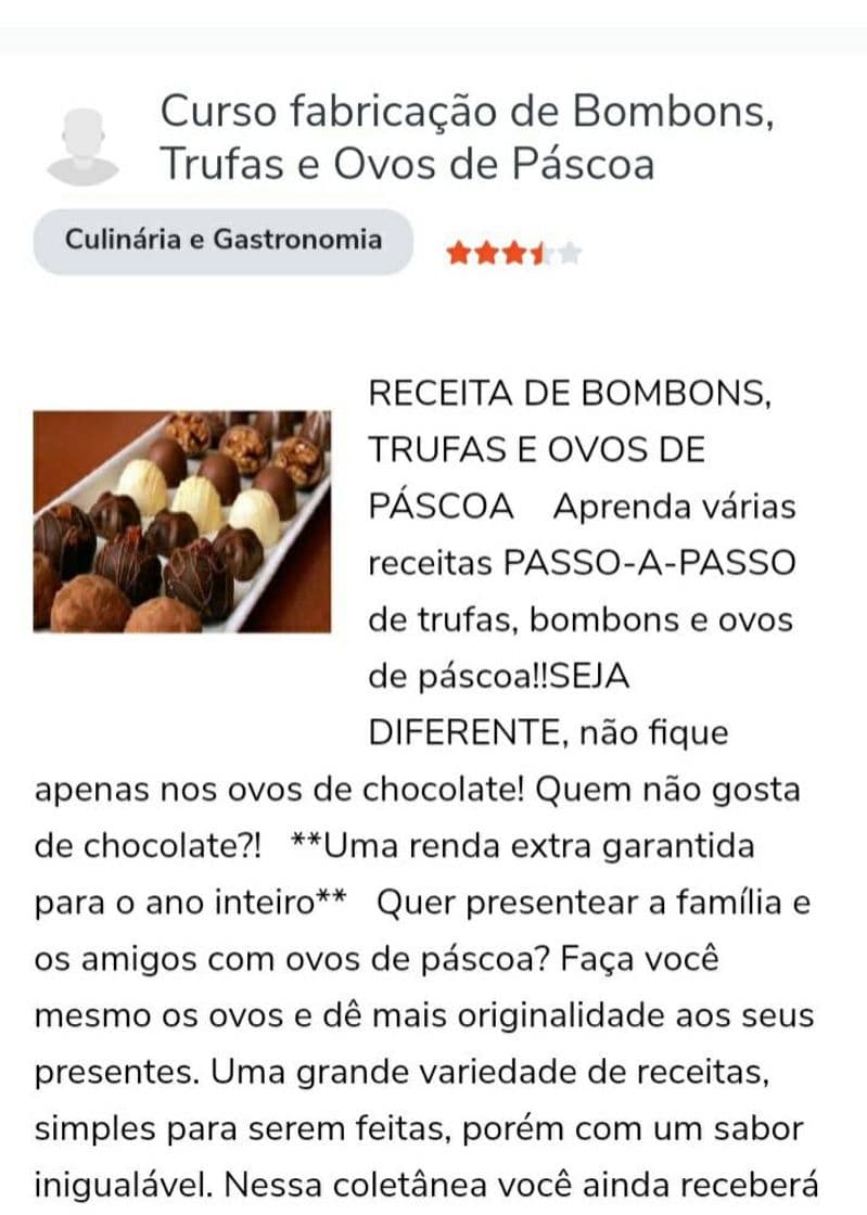 Moda Curso de bombom,  trufas e ovos de chocolates.