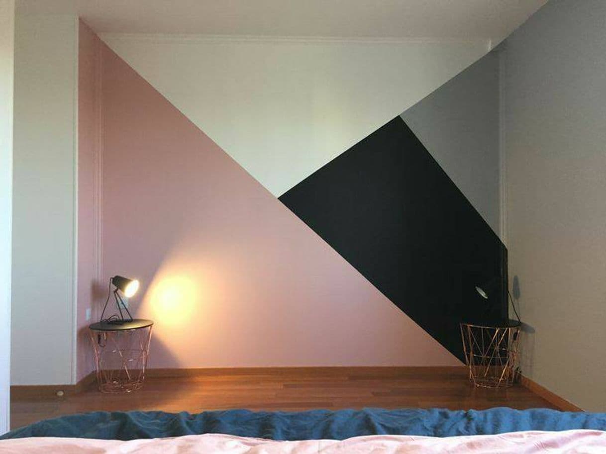 Fashion Parede geométrica: rosa, preto, branco e cinza #decor