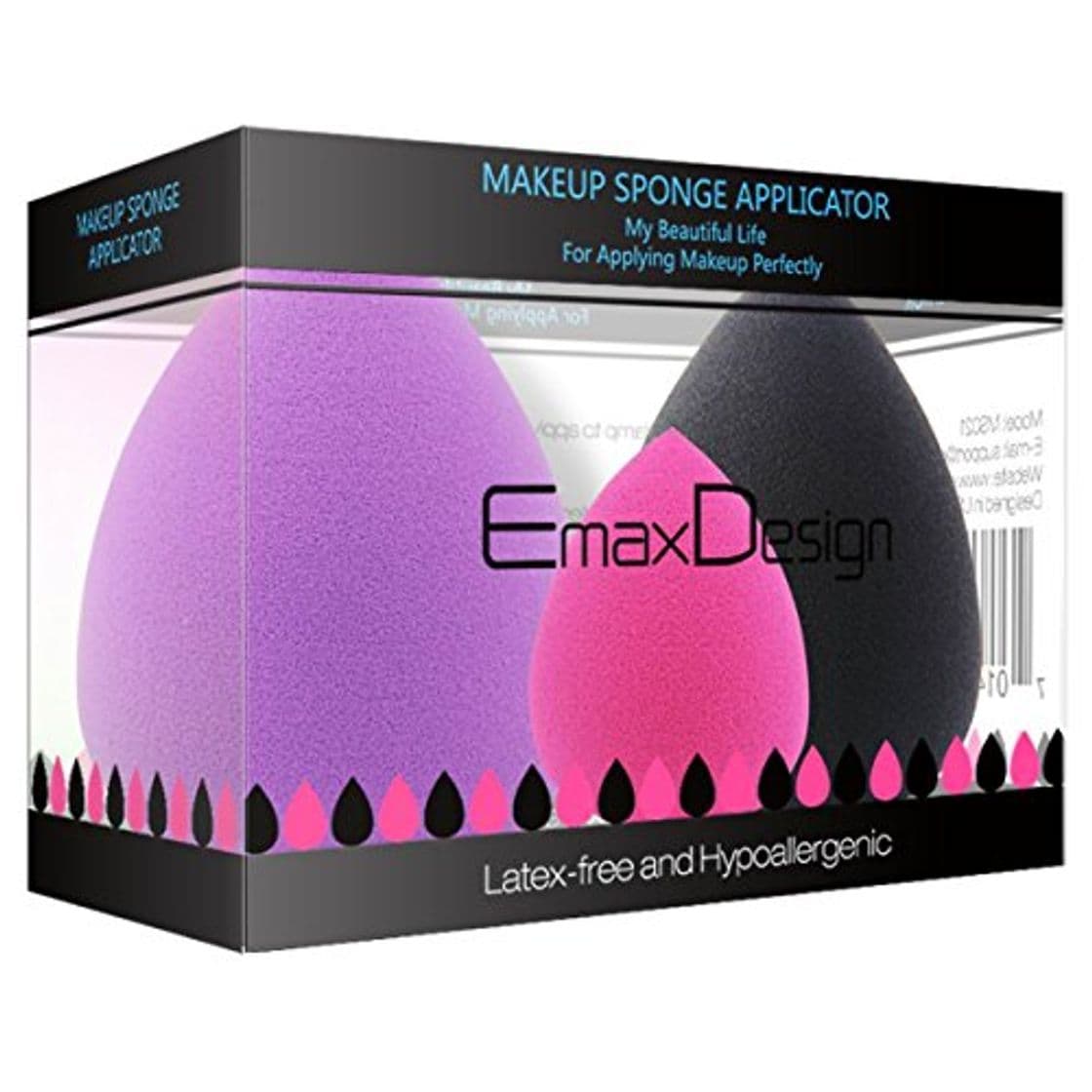 Belleza EmaxDesign Set de 3 esponjas para aplicar maquillaje