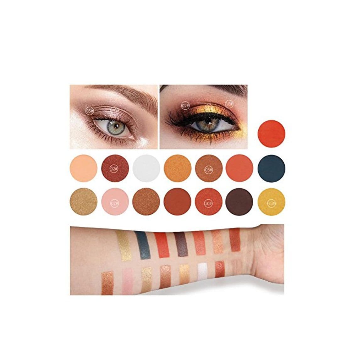 Producto Qibest 15 Colores Sombras de Ojos Paletas de Sombras para Ojos de Maquillaje Profesional Paletas de Colores Mate y Metálico para Fiesta y Diario