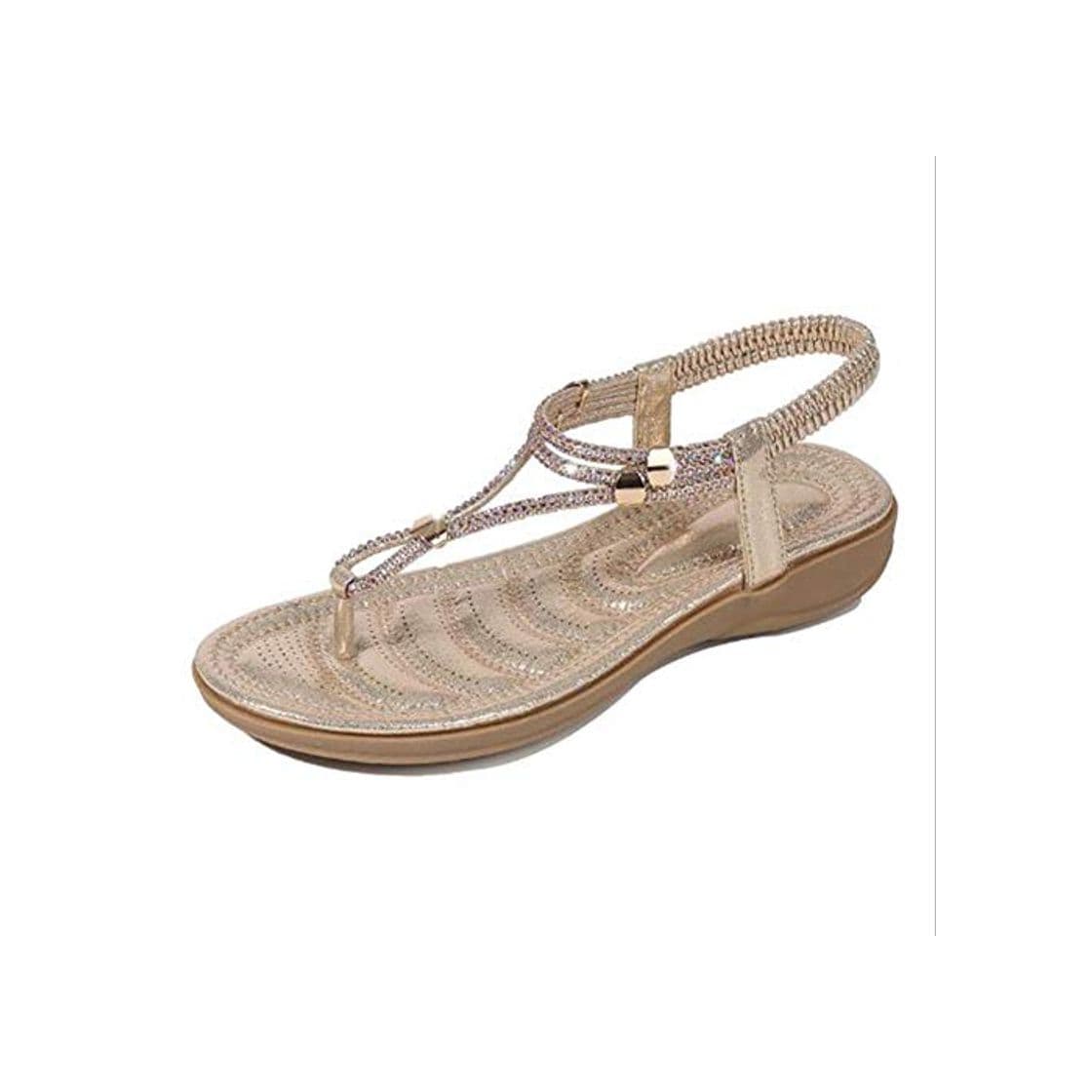 Producto WFZGZ Sandalias Planas para Mujer Zapatos de Playa de Diamantes de imitación