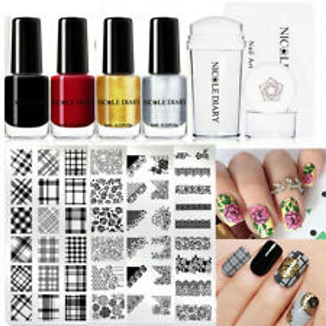 Beauty Biutee 5 pcs Placas Estampacion Uñas de Acero Inoxidable Nail Art Estampador