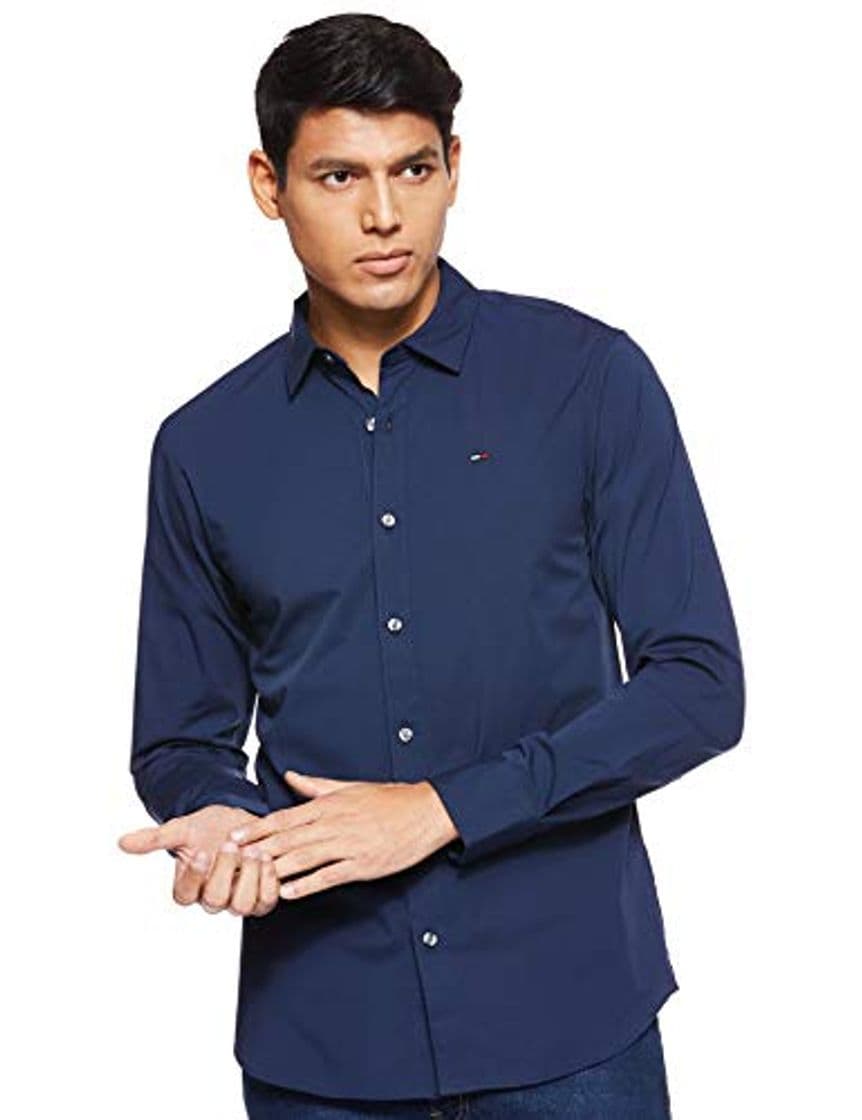 Fashion Tommy Hilfiger Original Stretch Camisa, Azul