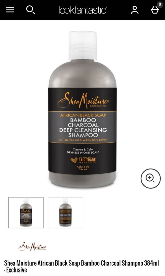 Producto Shea Moisture African Black Soap Bamboo Charcoal Shampoo 384ml