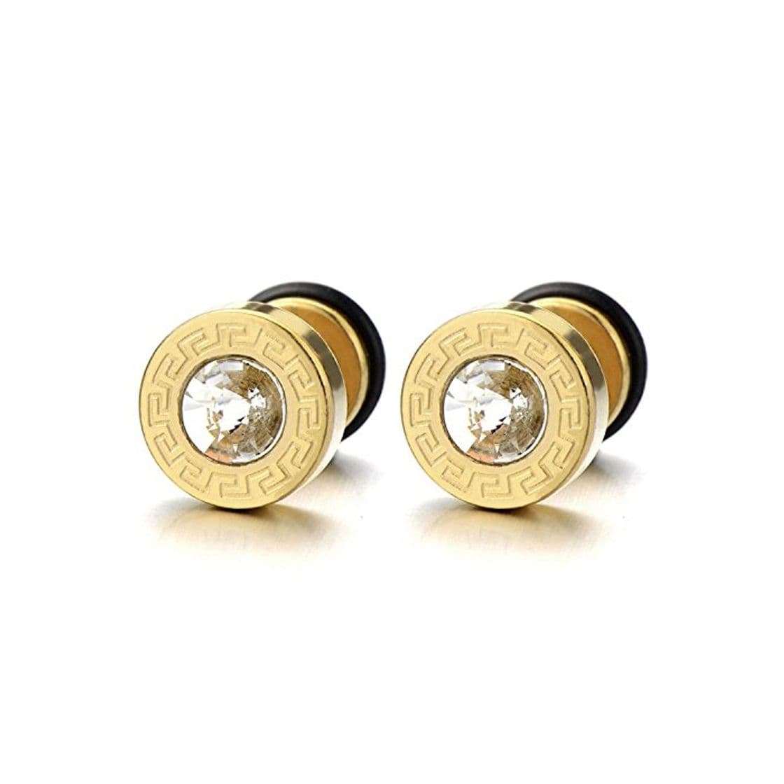 Producto 8MM Modelo Dominante Griego Oro Pendientes de Hombre