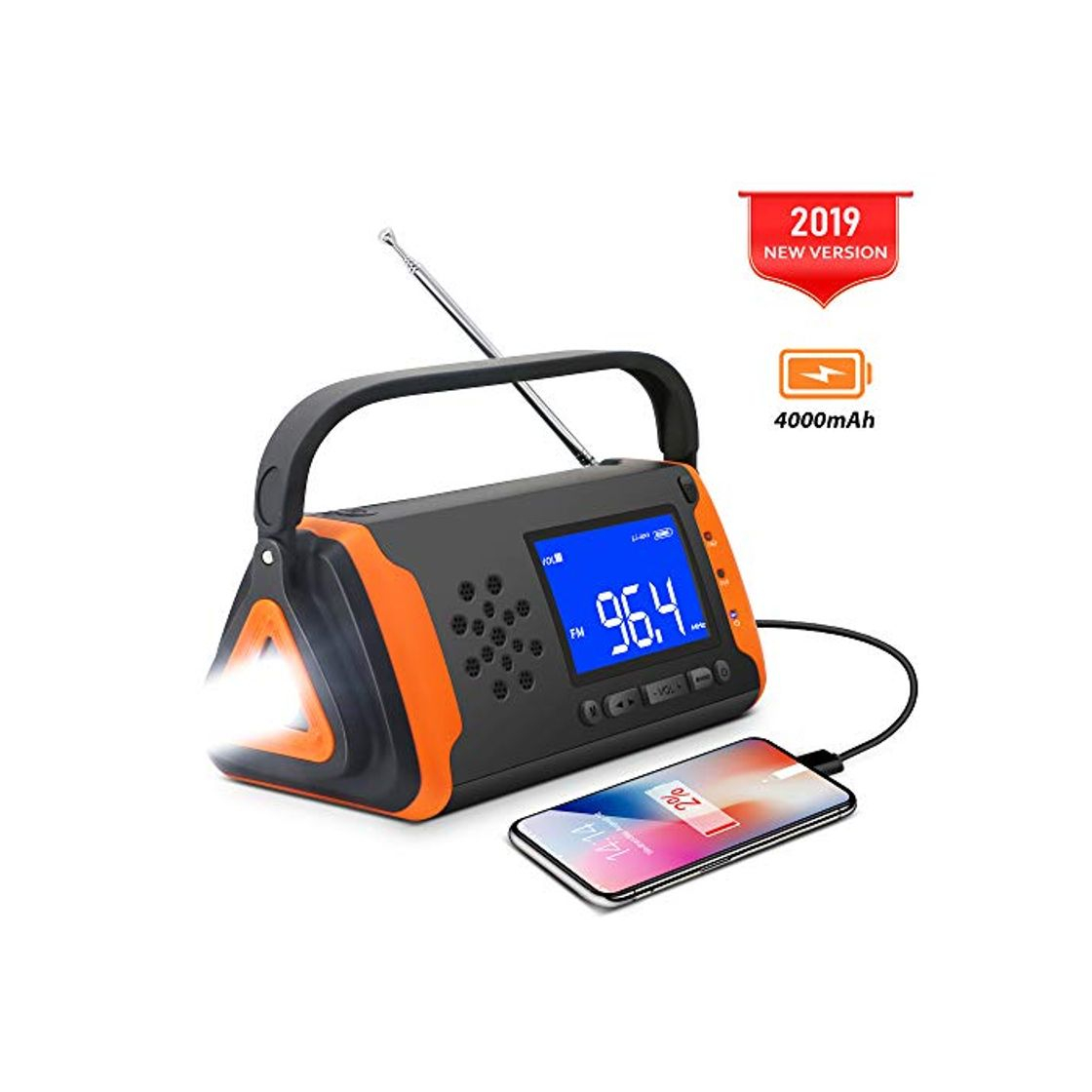 Product Radio solar de emergencia, cargador de teléfono con manivela de mano con