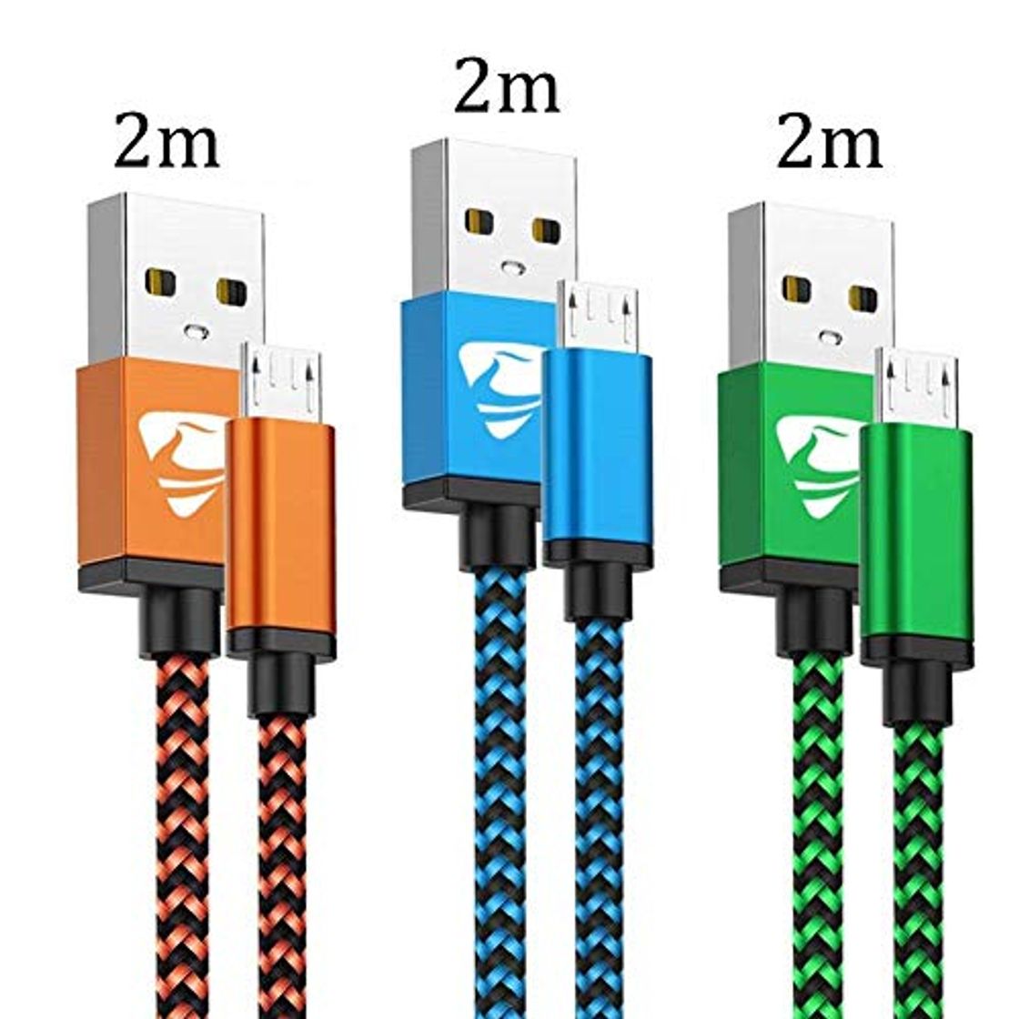 Place Cable Micro USB Carga Rápida Aioneus Cargador Android 3-Pack 2M Cable Android