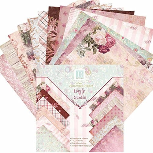 Elemento de la categoría hogar 24 Hojas de Paper Pack Scrapbooking Estampado Flores Románticas Vintage para DIY