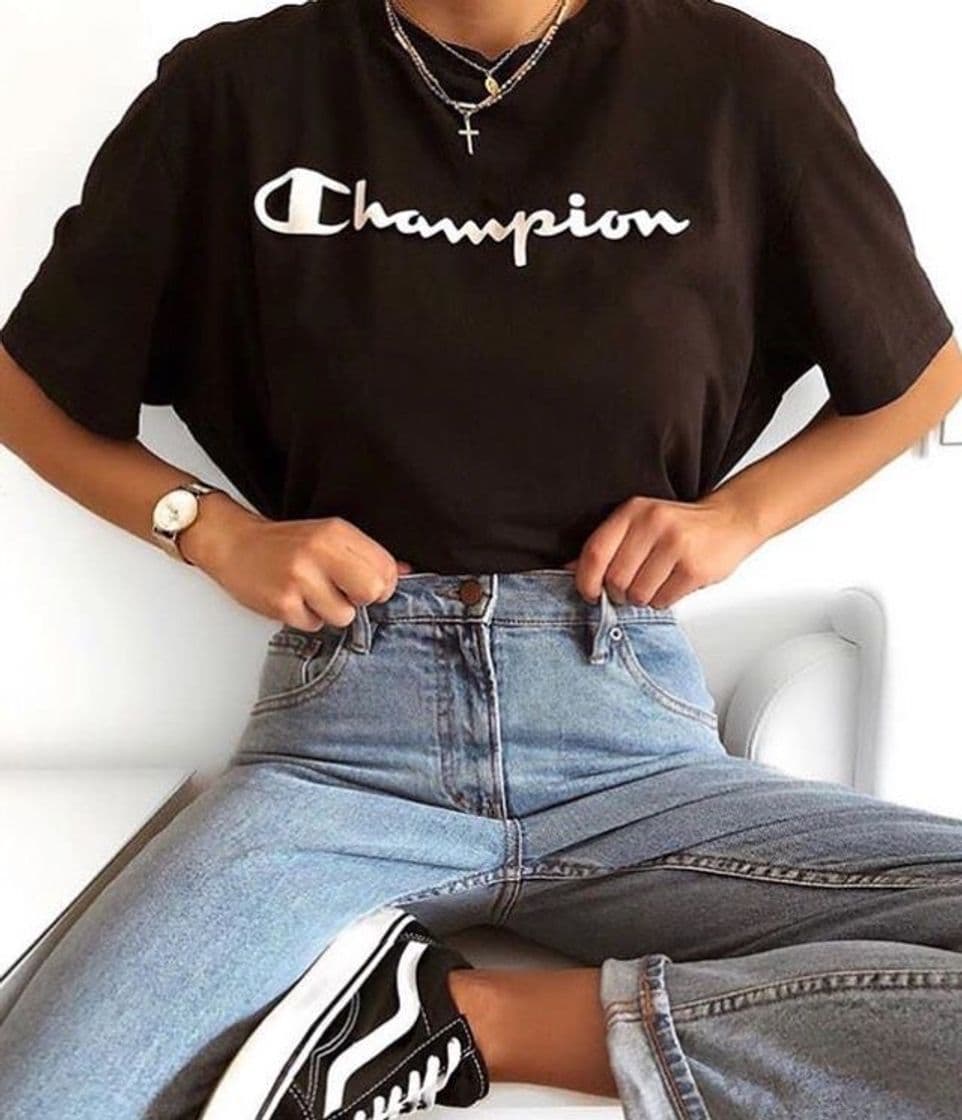 Producto Champion Classic Logo para Mujer Camiseta, Negro