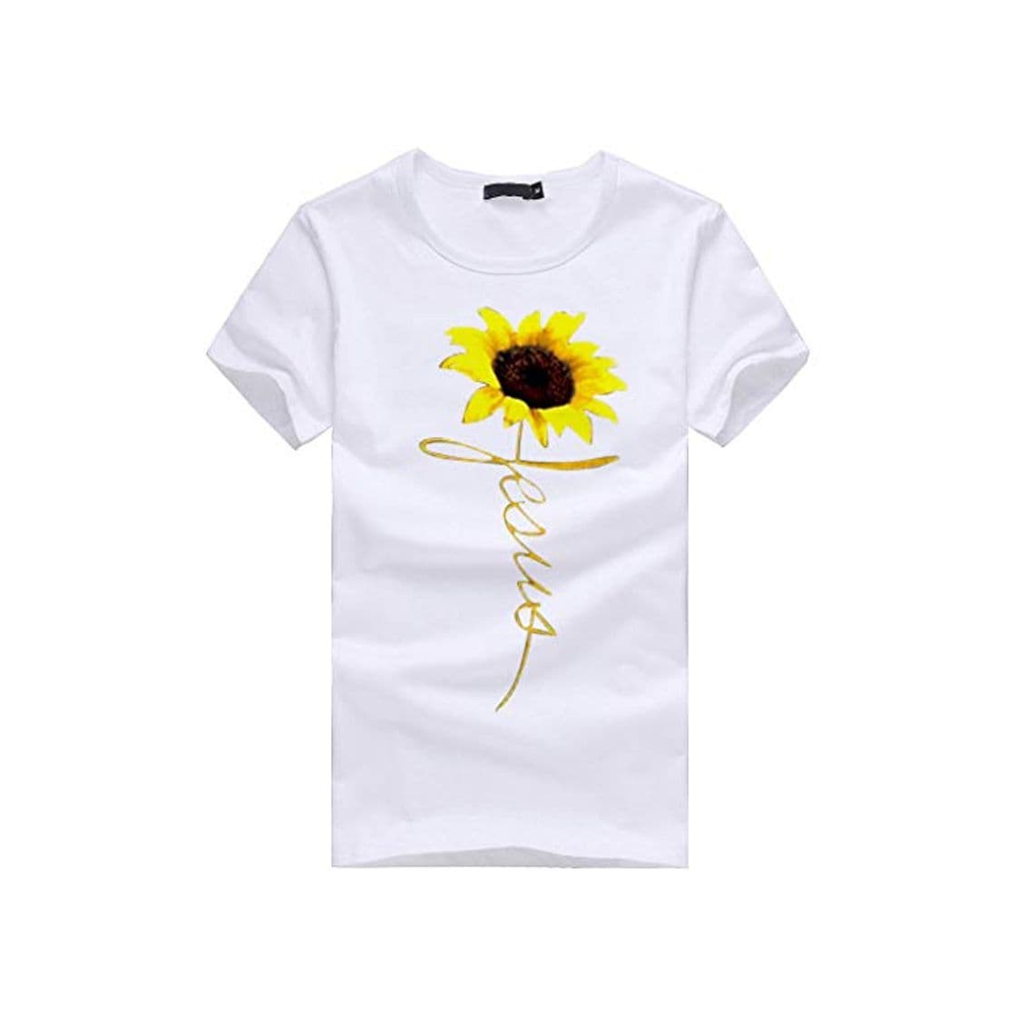 Product Camiseta de Manga Corta con Estampado de Girasol de Talla Grande para Mujer Blusa sin Mangas