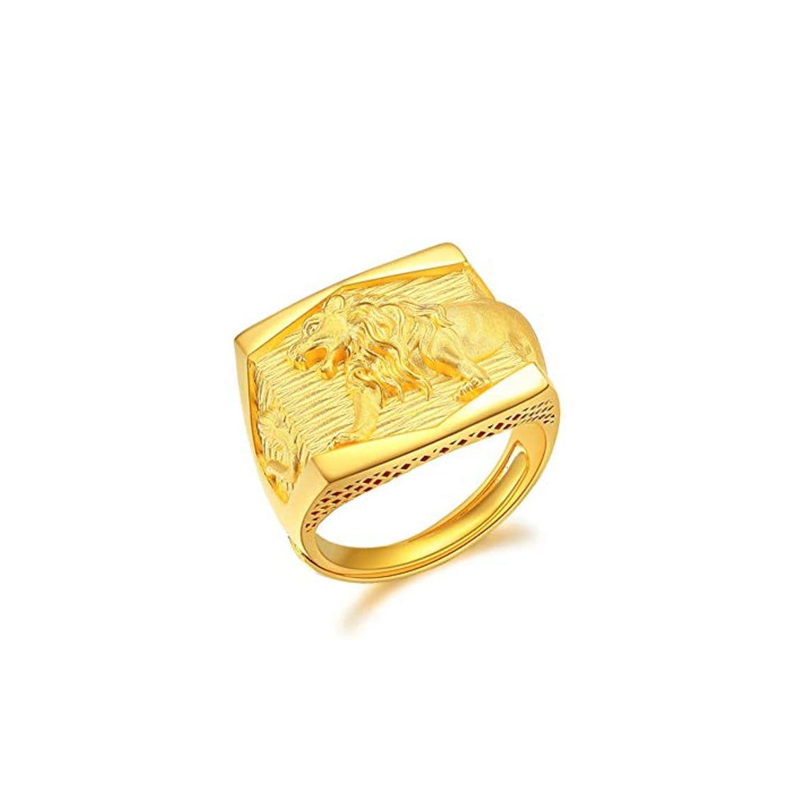 Moda YZJYB Oro Puro 24K Leon De Oro Personalizado Grabado Inicial Anillo para