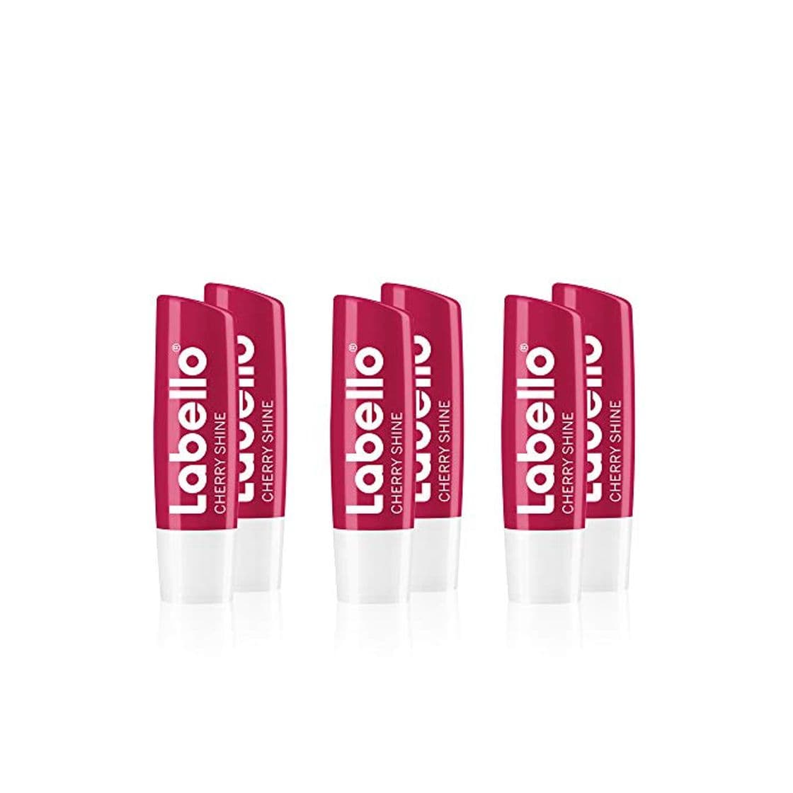 Belleza Labello Cherry Shine, Bálsamo Labial con Sabor a Cereza, pack de 6