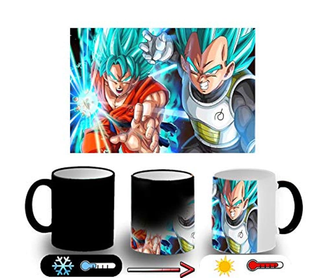 Producto MERCHANDMANIA Taza MÁGICA Goku Vegeta SSJ God Combate Broly Magic mug